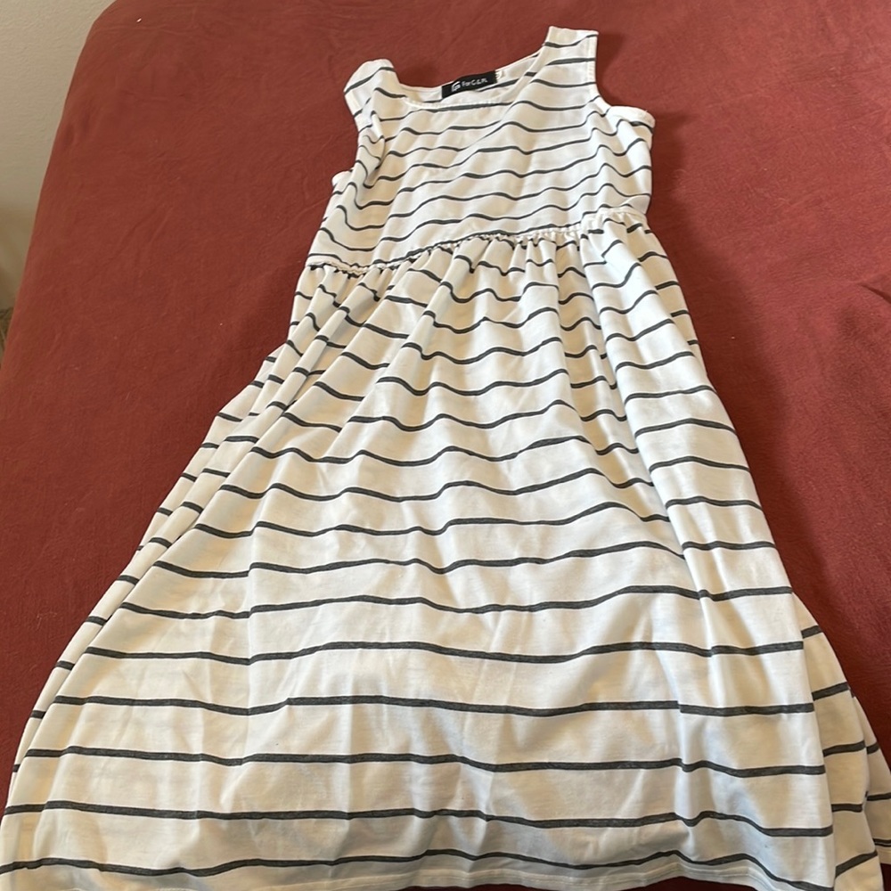 Striped midi dress, cotton